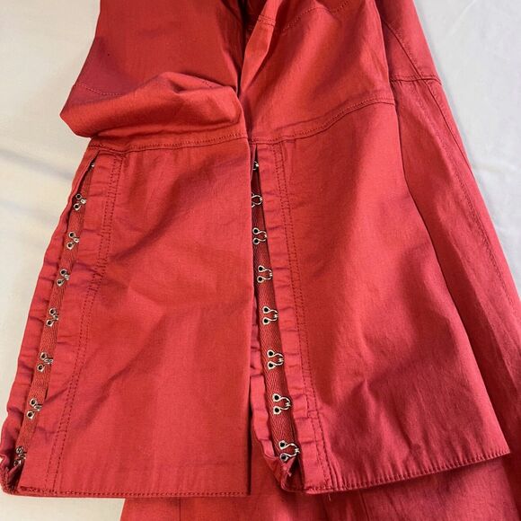 FREE PEOPLE Mini Dress Snap Front Bell sleeves in Color Peach Sz S NWT - Picture 9 of 9